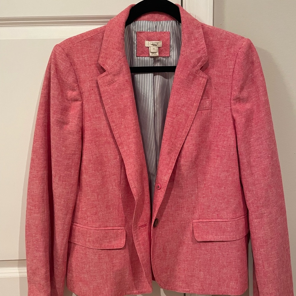 J Crew Pink Linen Blazer Size 12